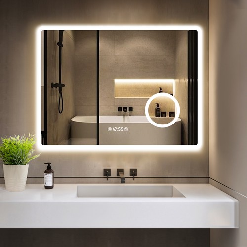 Led badspiegel mit - uhr, touch