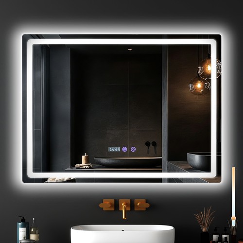 Led badspiegel mit - led, uhr
