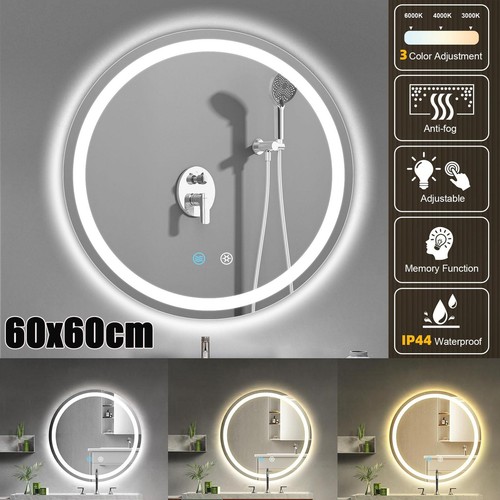 Led badspiegel ø60cm mit - badspiegel,