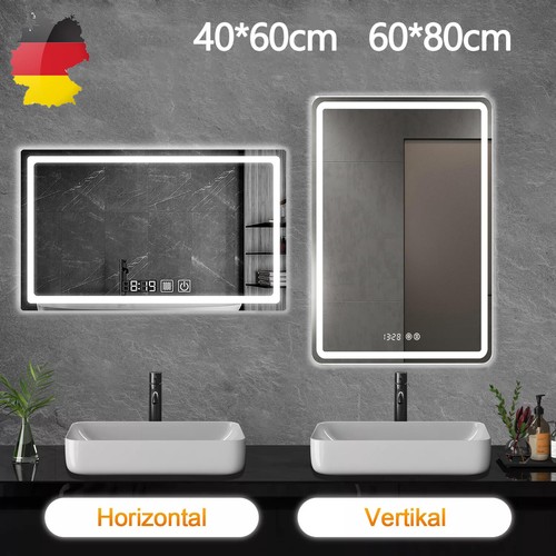 Led badspiegel mit uhr - led, touch