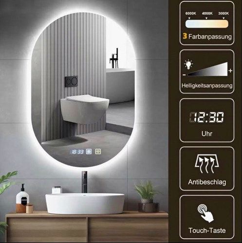 Ovaler led badezimmerspiegel - ovaler,
