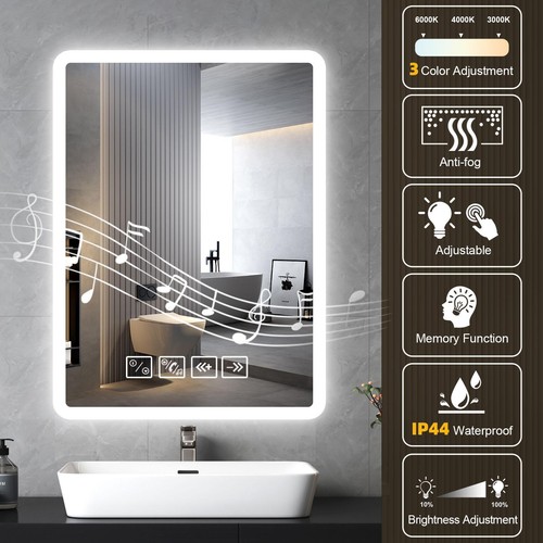 Led badspiegel mit uhr touch - mit,
