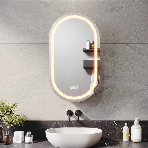 Badspiegel oval mit led - badspiegel,